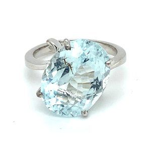 Aquamarine 10.25ct Solid 18K White Gold Ring
